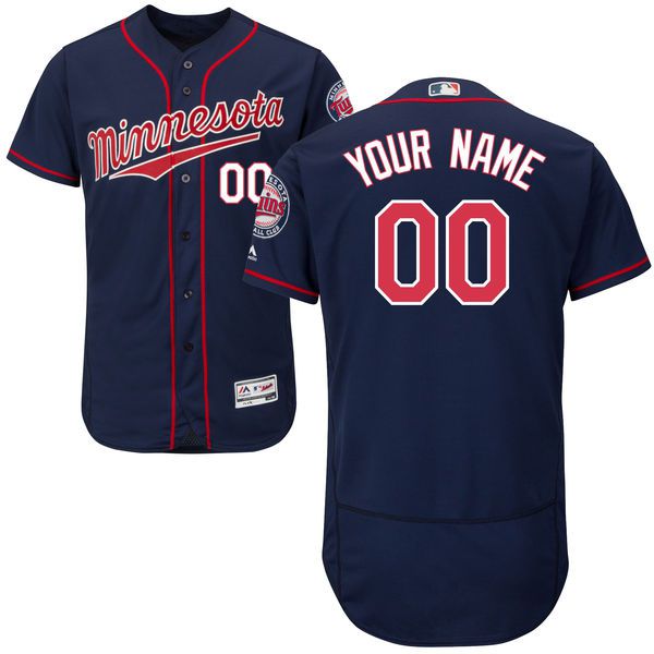 Men Minnesota Twins Majestic Alternate Navy  Blue Flex Base Authentic Collection Custom MLB Jersey->customized mlb jersey->Custom Jersey